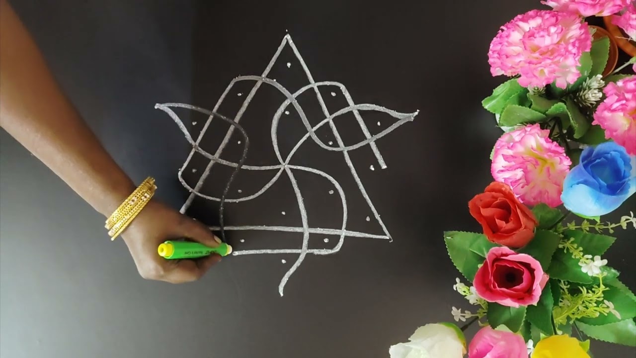 5*3 Dots Sikku Kolam🌺 அழகான சிக்கு கோலம்🌺 @minminirangoli