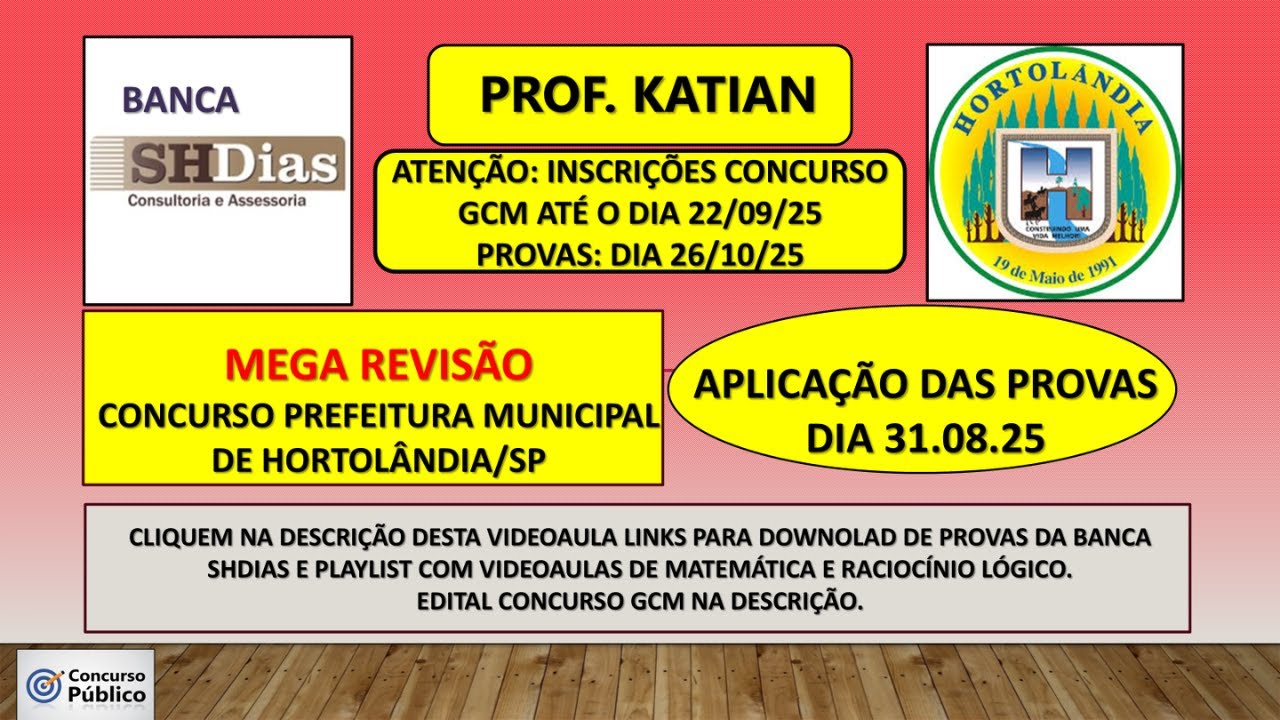 MEGA REVISÃO-Questões de matemática focadas nos editais -SHDias - Concurso Prefeitura de Hortolândia