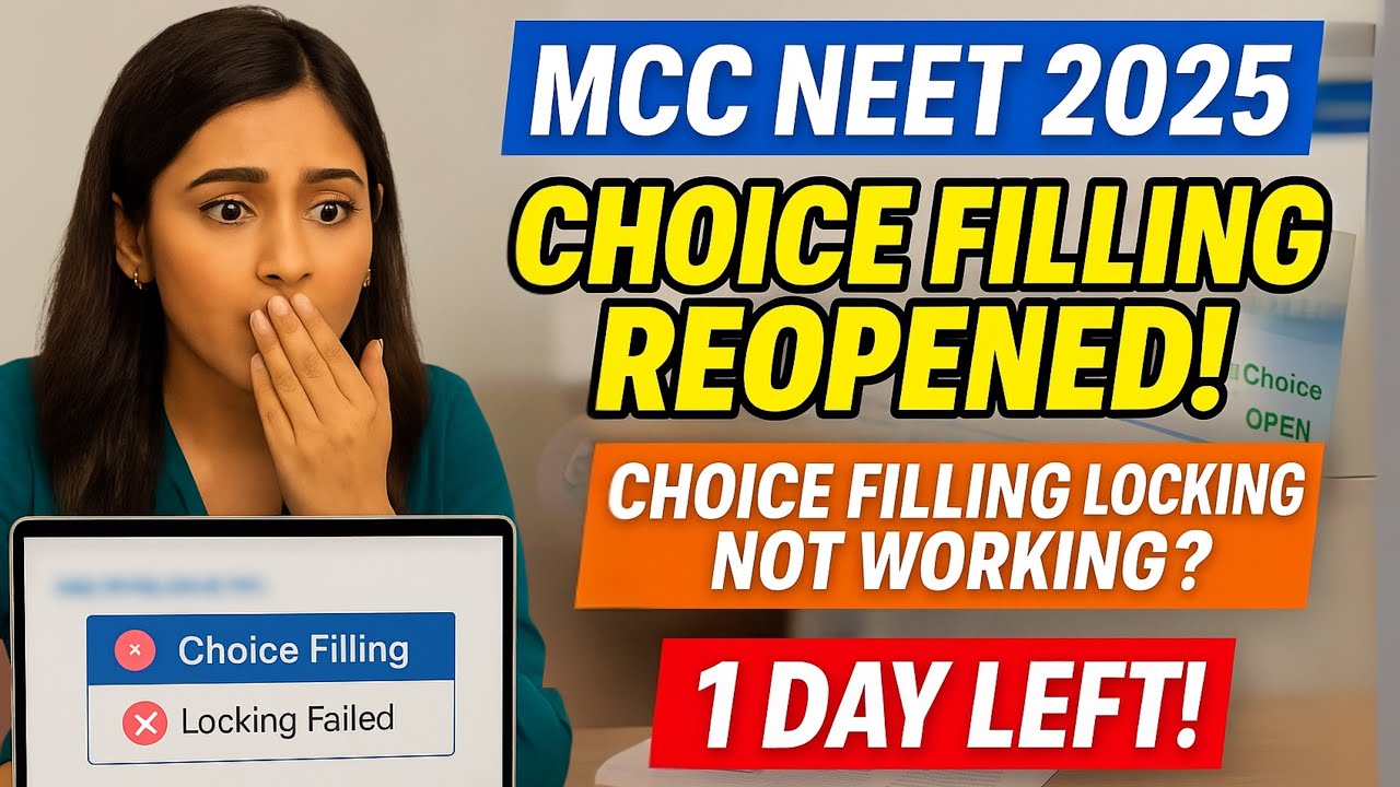 Choice Filling Not Working? MCC NEET 2025 Portal Reopens – Last Chance for NRI & Other Aspirants