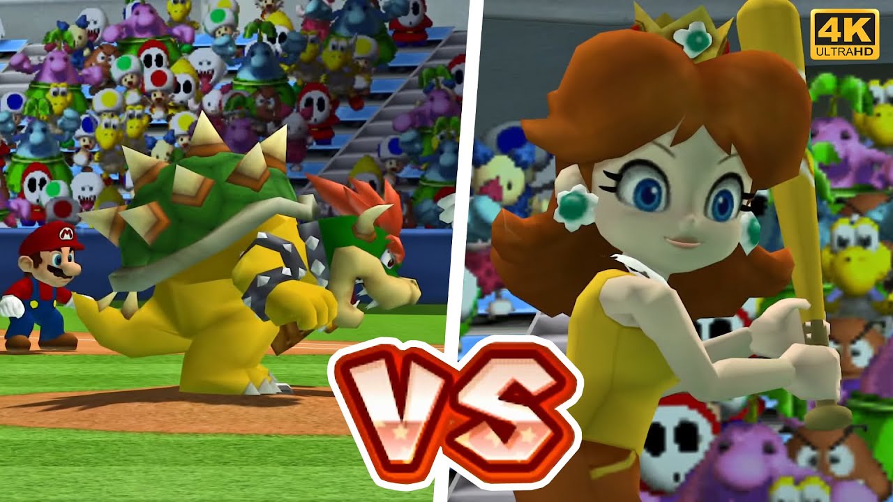 Mario Superstar Baseball - Mario Fireballs Vs. Bowser Monsters | 4K