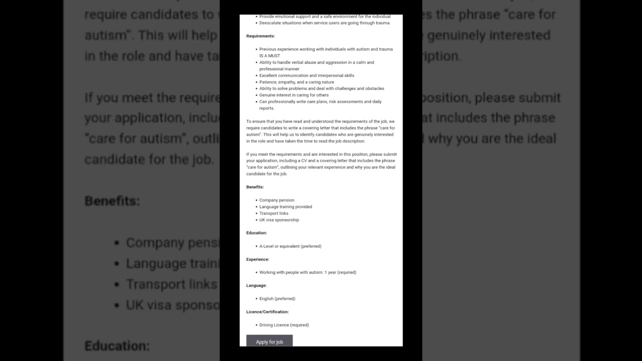 Female Care worker visa sponsorship UK #shorts #ytshorts #youtubeshorts #careworkers #healthassessm