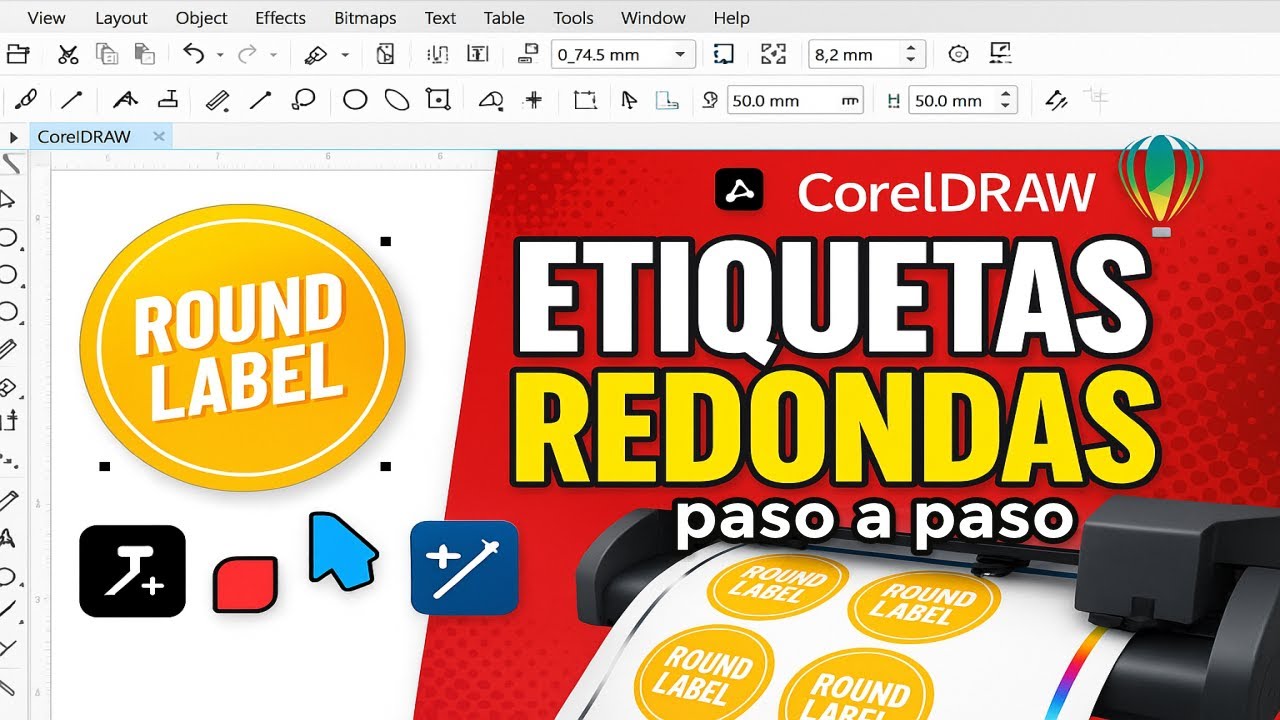 ETIQUETAS Redondas y Cuadradas con Cabida en CorelDRAW | Tutorial fácil
