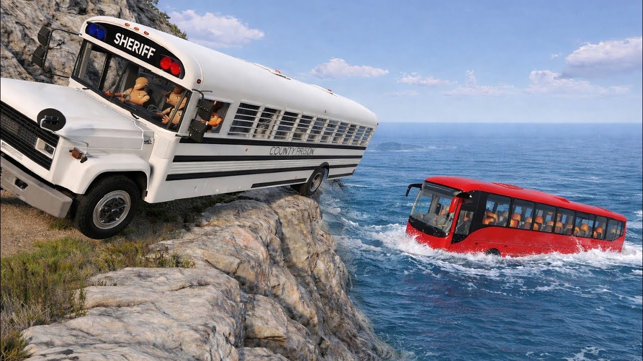 BeamNG.drive | 😱l Bus on Dangerous Cliff Roads | 🔥 Extreme Crash Test |#135