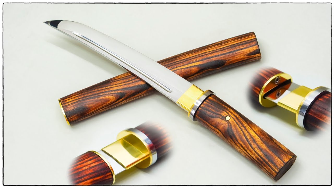 Knife Making | Making a TANTO Knife ( Burnt Wood Grain Scabbard )