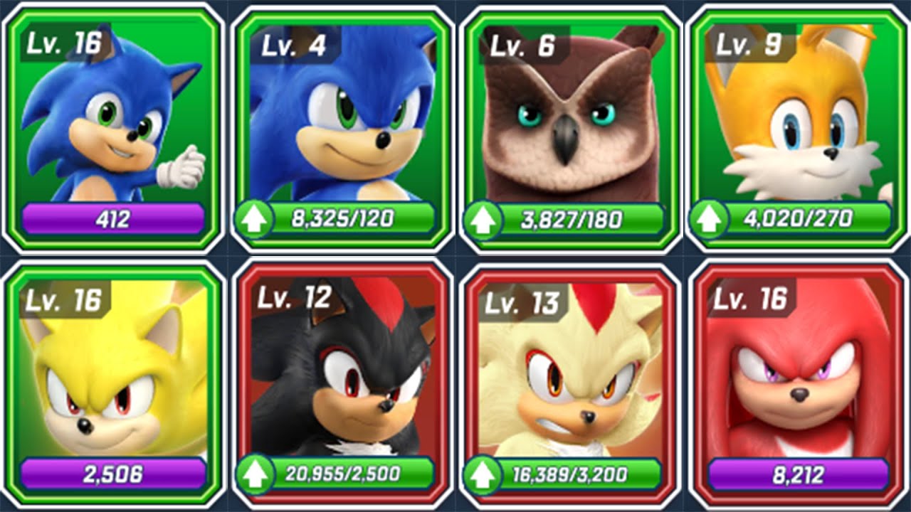 Sonic Forces Speed battle - All 8 Movie Runners: Longclaw, Tails, Baby, Teen, Knuckles, Shadow..