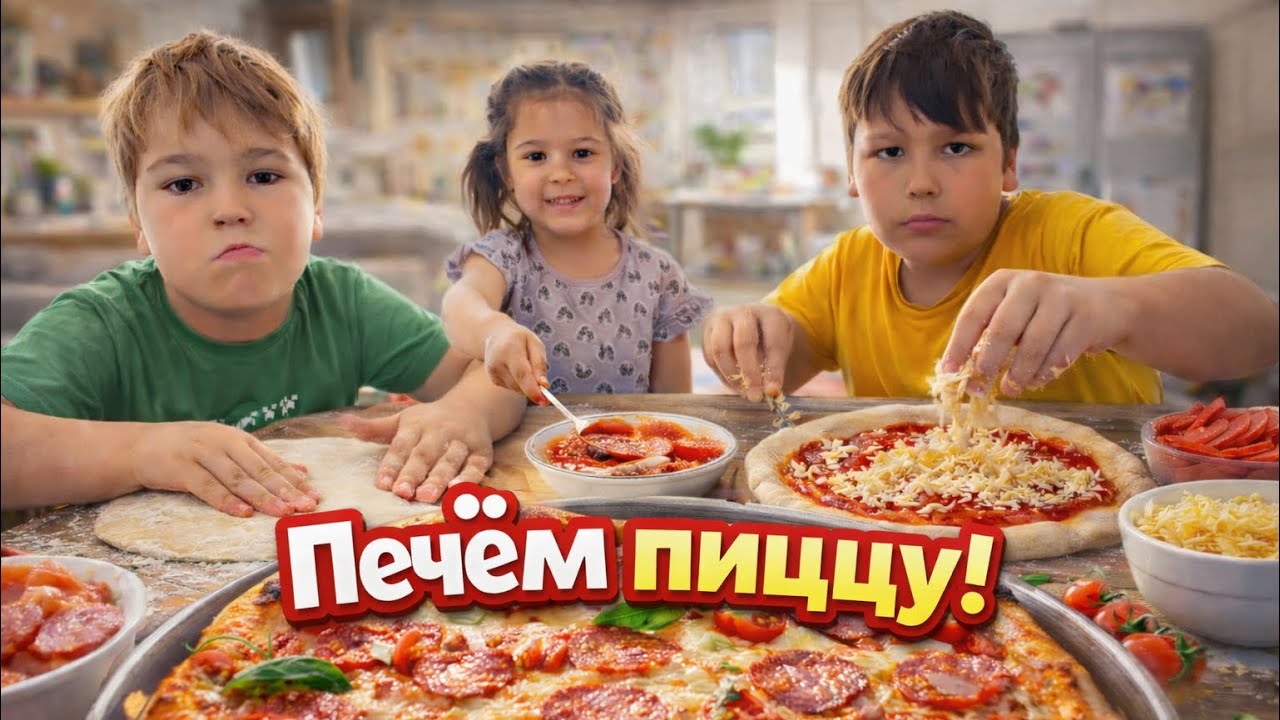 Дети готовят ужин сами! Пицца получилась? 😄
