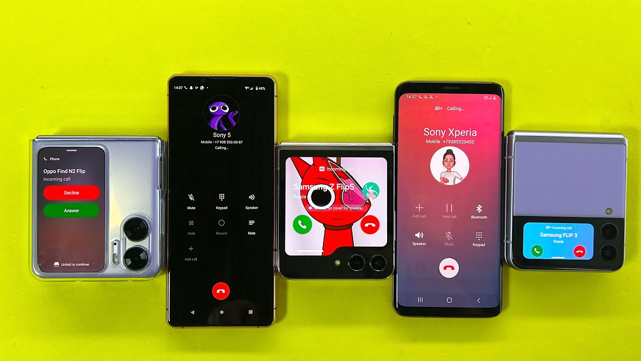 Incoming Call Samsung Z Flip 5, Z Flip 3, OPPO Find Flip | Outgoing Call Sony Xperia 5, Samsung S9 