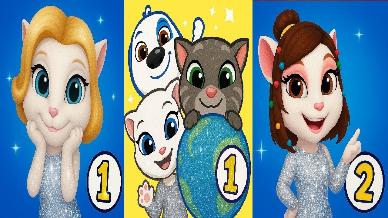 Talking Tom & Friends: World VS My Talking Angela 1 VS My Talking Angela 2  Diamond Dress Gameplay