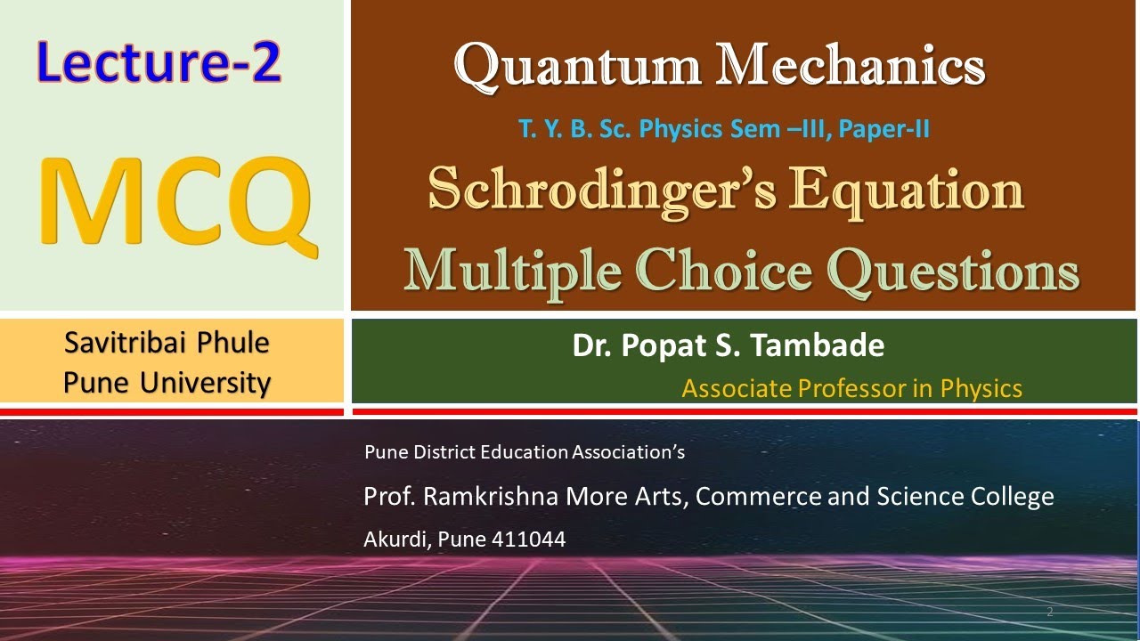 MCQ on Quantum Mechanics | Schrodinger's Equation | IIT JAM Physics | BSc Physics |