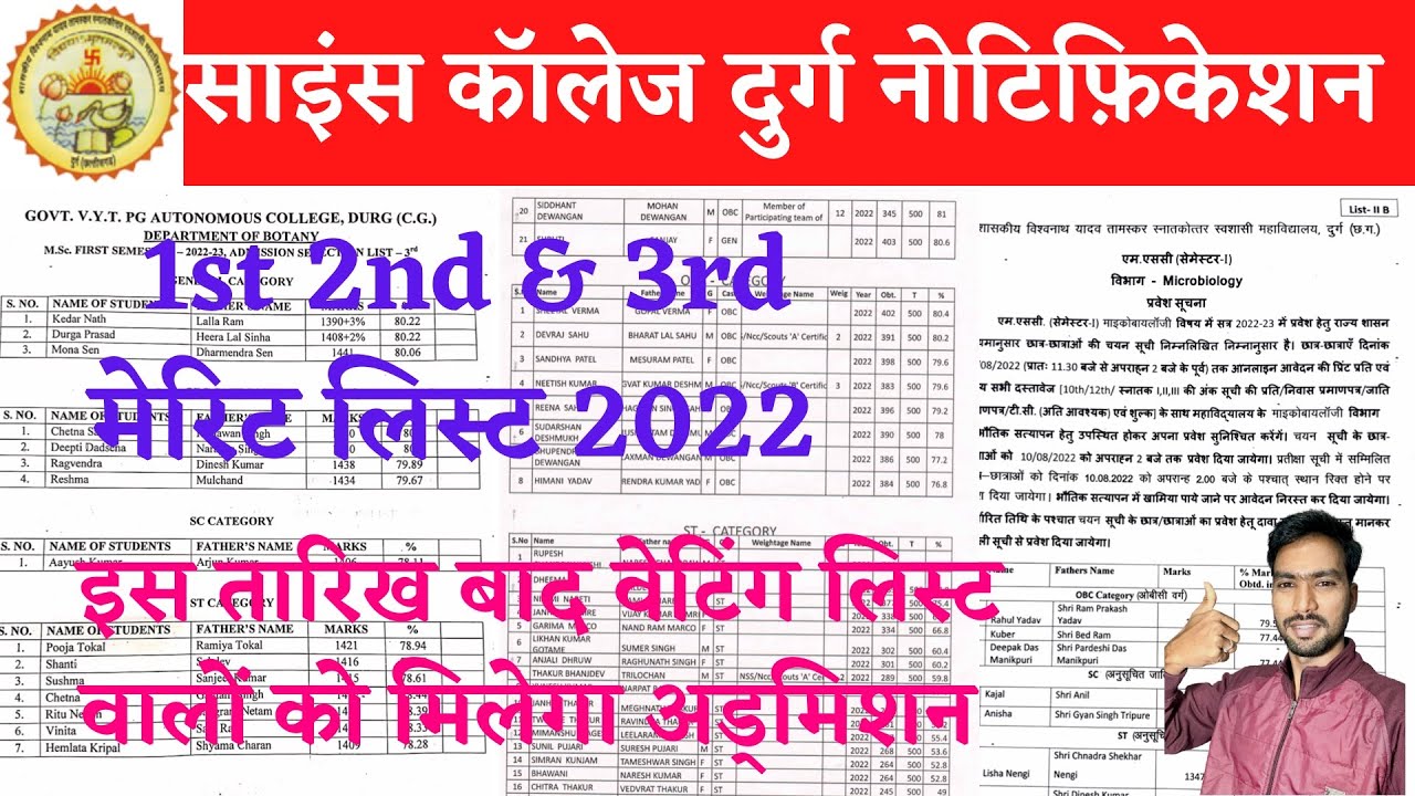 6 August 2022 | SCIENCE COLLEGE DURG | SCIENCE COLLEGE DURG ADMISSION 2022 | साइंस कॉलेज दुर्ग