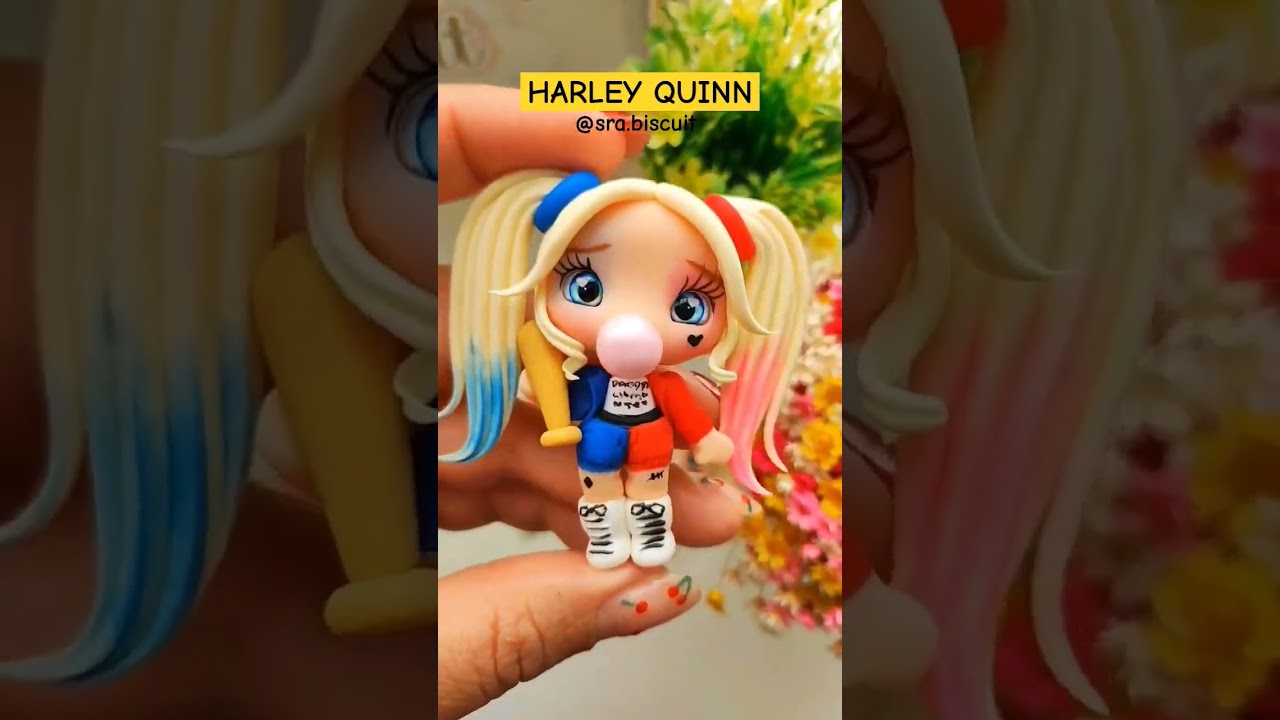 Harley Quiin Aplique em Biscuit #apliques #apliquesdebiscuit #artesanato #harleyquinn