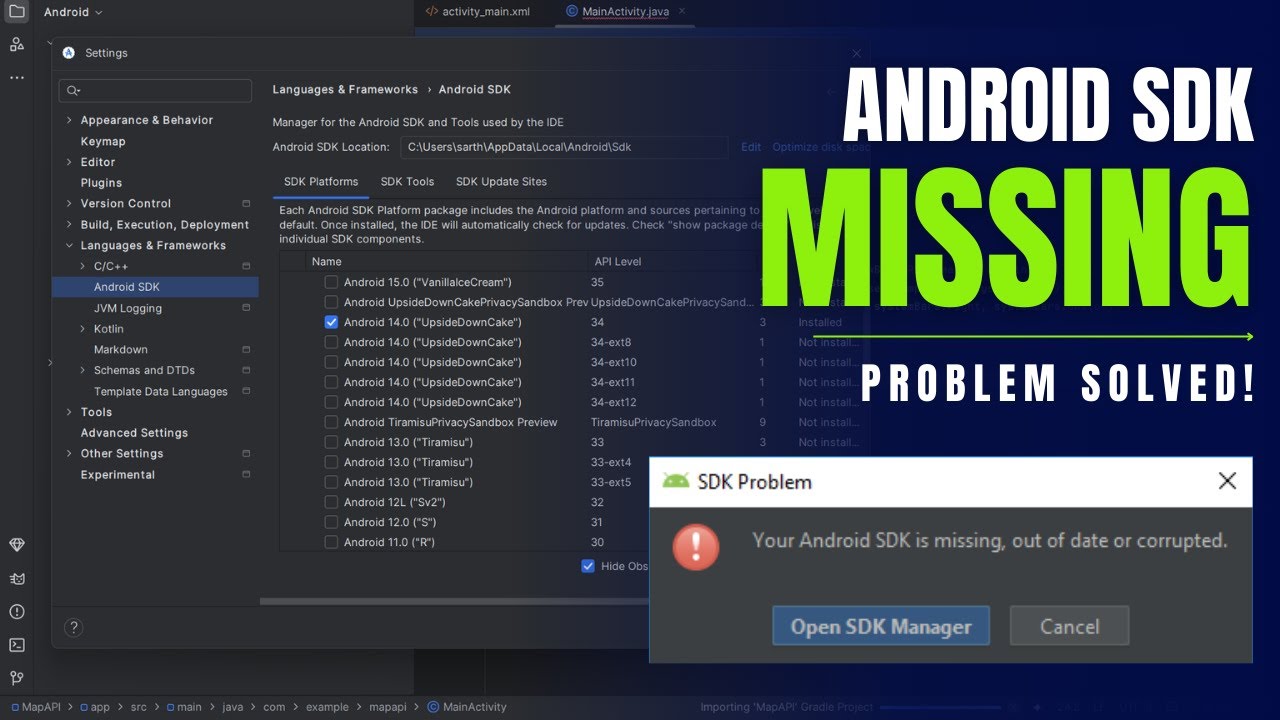 Android SDK не может находиться в корне файловой системы | Ошибка отсутствия Android SDK РЕШЕНО!