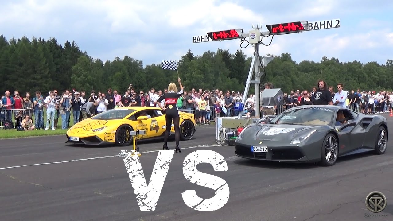 Ferrari 488 GTB VS Lamborghini Huracán Novitec Torado - DRAG RACE!