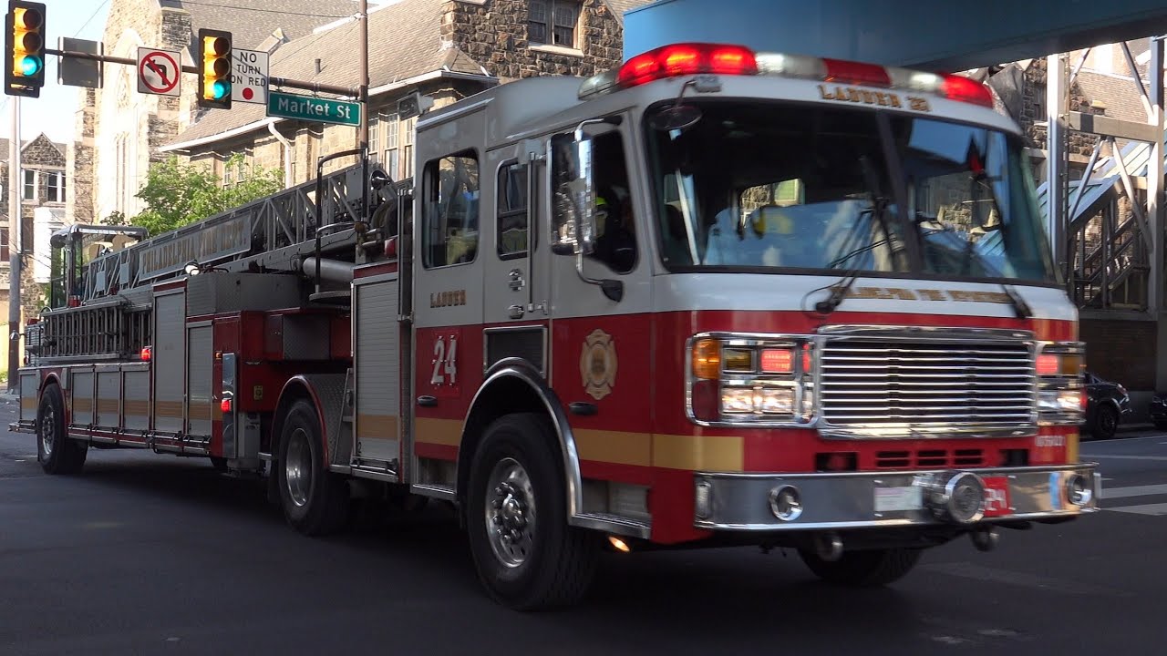 Philadelphia Fire Department Ladder 24 & Engine 57 Responding