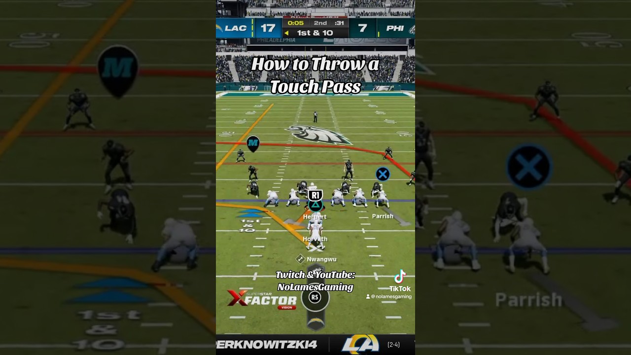 How to throw a Free Form Touch Pass in #Madden 24 🏈 #Football #Passing #Offense #Madden24 #PS5 #M24