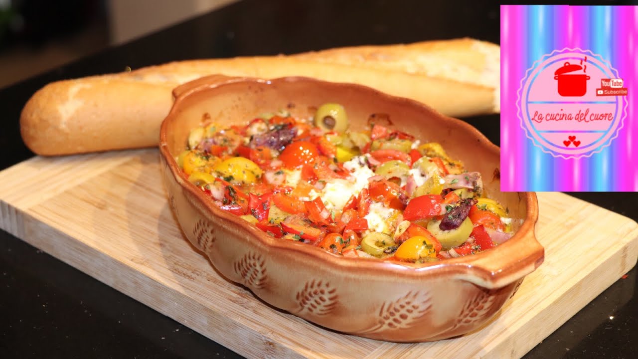 Formaggio feta alla griglia, o al forno con verdure