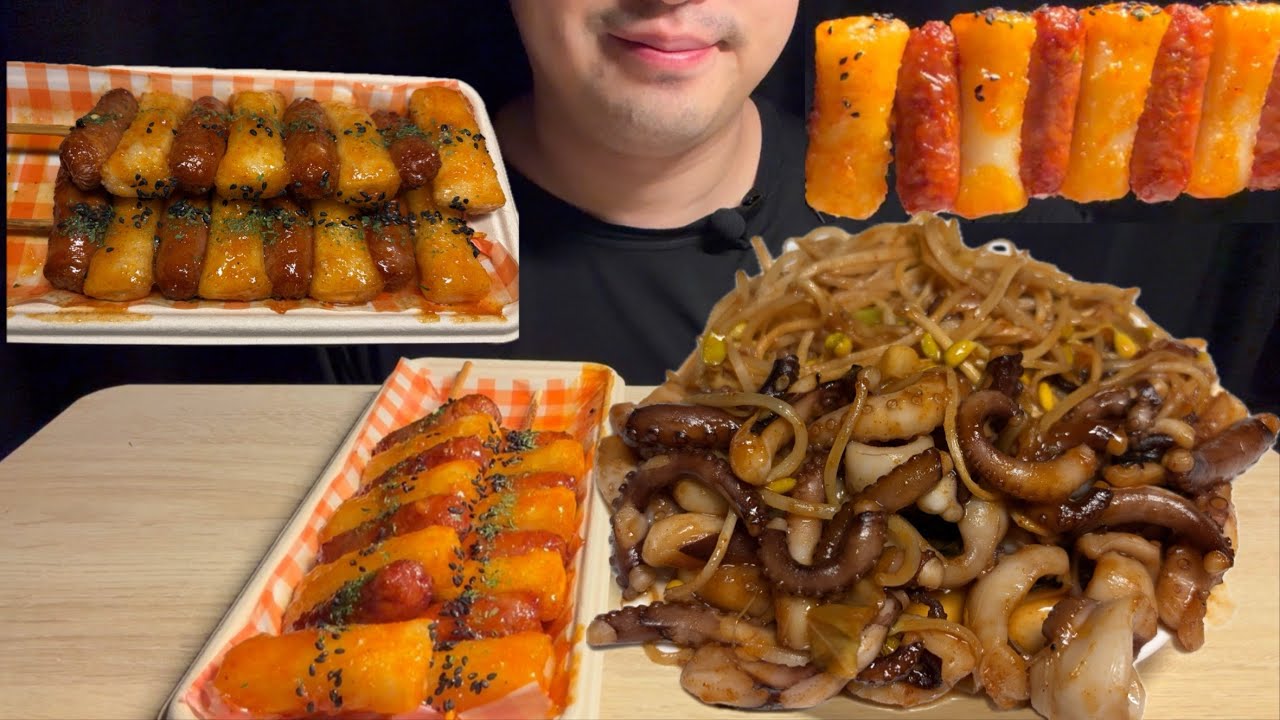 ASMR 🔥매콤한 낙지볶음에 소떡소떡 추가｜Korean Spicy Octopus MUKBANG 소세지 떡꼬치 먹방