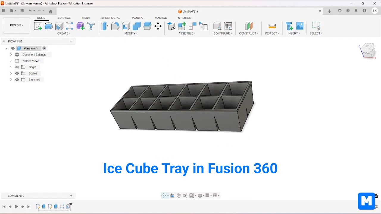 Fusion 360: Ice Cube Tray in 10 mins!