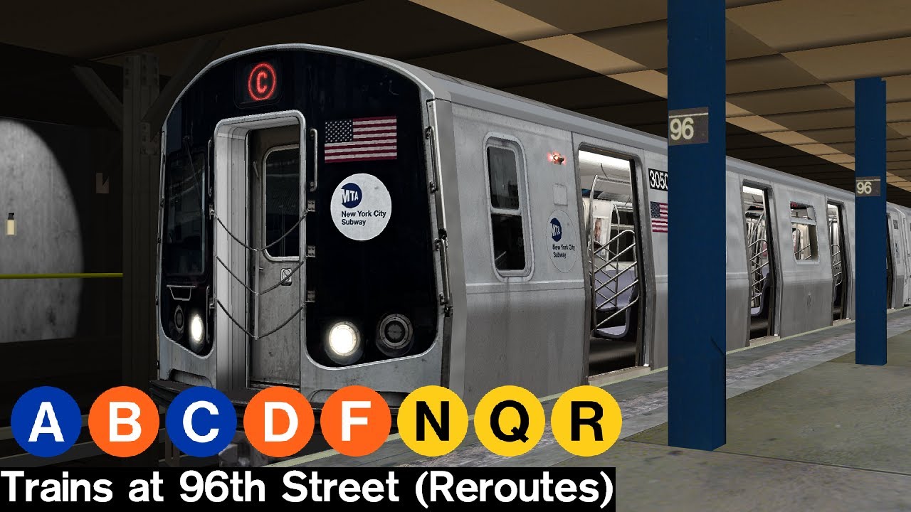 OpenBVE Virtual Railfanning: A, B, C, D, F, N, Q and R Trains at 96th Street - CPW (Rereoutes)
