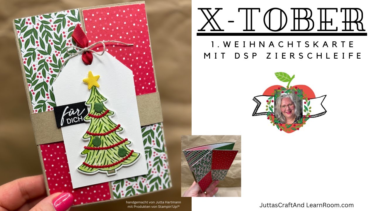 Stampin’Up! Zierschleife triftt auf Technikkarte  Wir starten mit der Weihnachtspost in den X-TOBER!