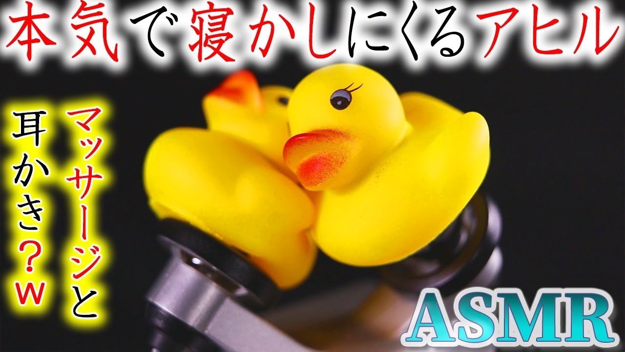 【ASMR】可愛いけれど本気で寝かしにくるマッサージ＆耳掃除？の音♡ちっちゃなアヒルさんをステンレス耳かき×綿手袋×フェイスブラシで優しくサスサス♪寝落ち確定ゆるぎなし【音好き】