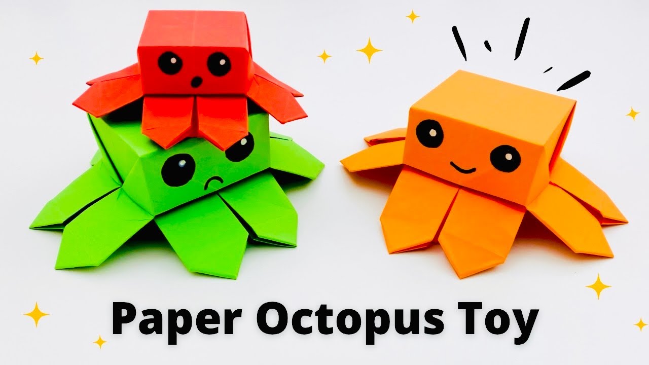 Origami Jumping Paper Octopus | How to make a fidget toy | Moving Paper TOY | Paper Craft