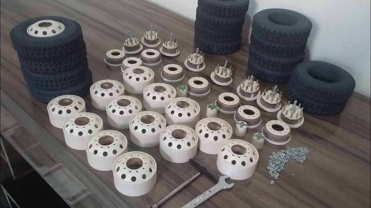 conjunto de rodas completo para miniaturas de caminhão escala 1/14