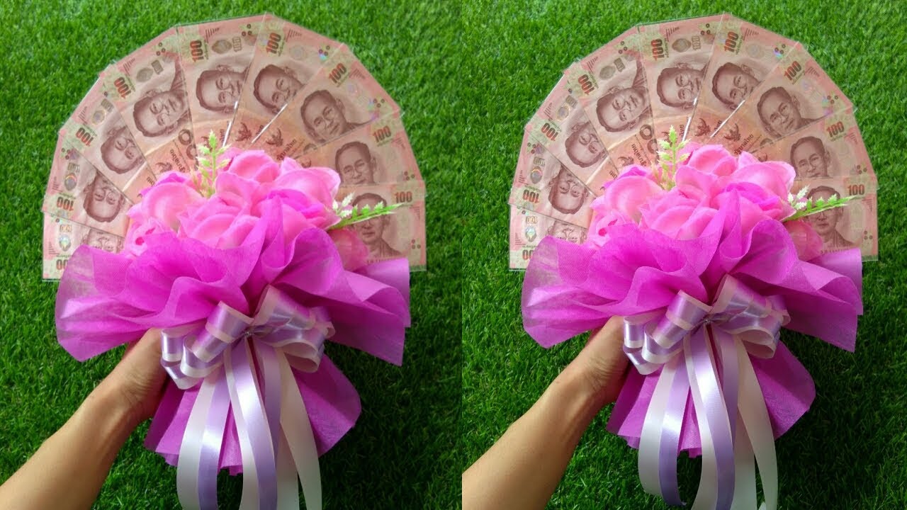 #MoneyBouquet วิธีจัดช่อดอกไม้ธนบัตร รับปริญญา ปัจฉิม วันเกิด วาเลนไทน์ (ไม่พับแบ้งค์)|DIY my Crafts