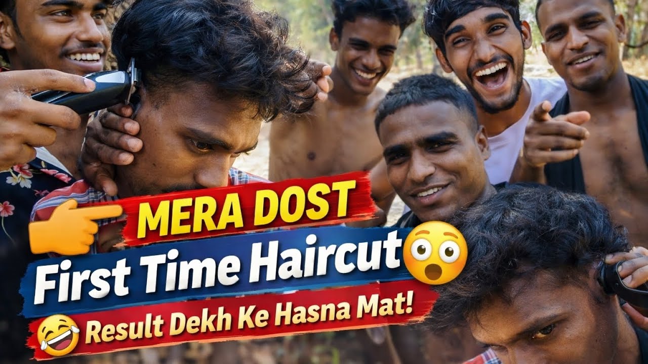 Mera Dost hair style cutting karne ja raha hai 👀🫩#MeraDost #HaircutComedy #GaonKiLife #DesiComedy 