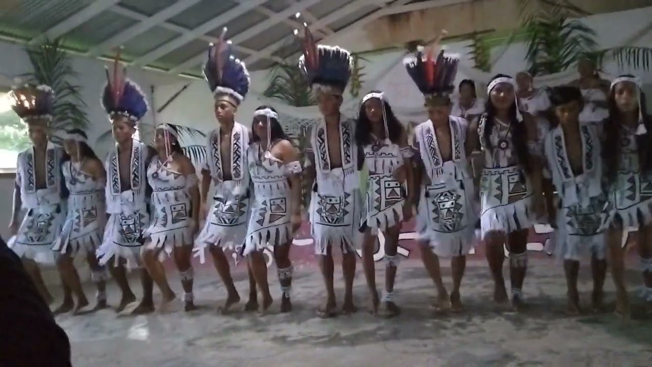 Traditional Macuchi indigenous dance in Guyana, North Rupununi region