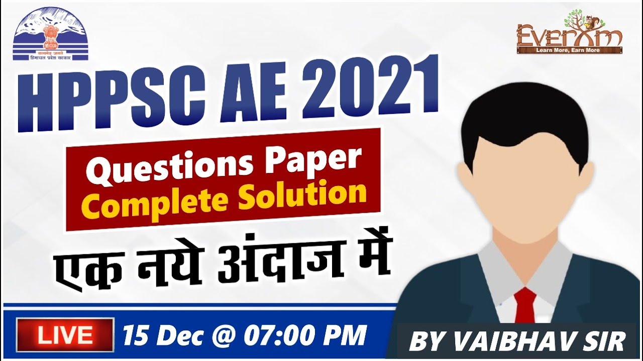 HPPSC AE 2021 || COMPLETE QUESTION PAPER SOLUTION || BY VAIBHAV SIR || AT 07:00 PM ||