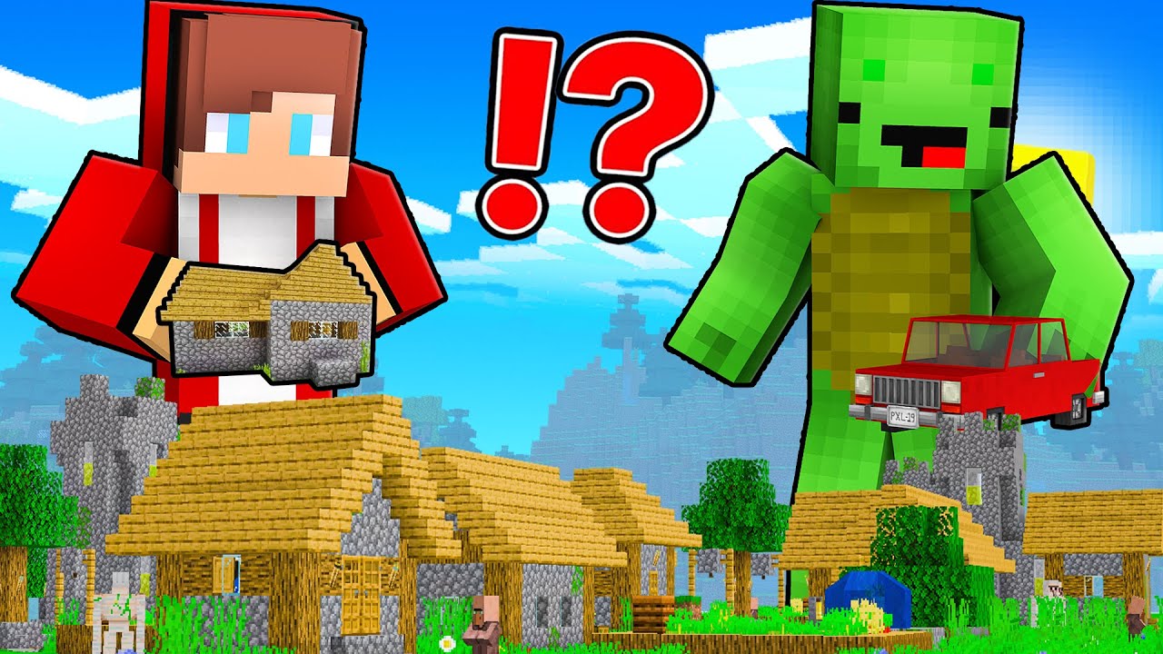 JJ and Mikey Became GIANT and STRONG - Maizen Minecraft Animation