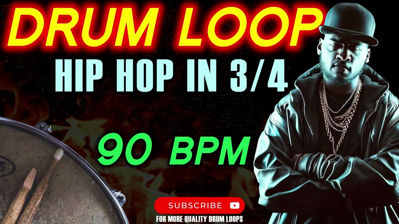 Hip Hop Drums in 3/4  Time | Free Drum Loop in 3/4 at 90 bpm