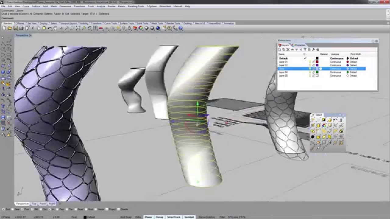 Rhino Lab07 Part02: UnrollSrf/Smash, FlowAlongSrf