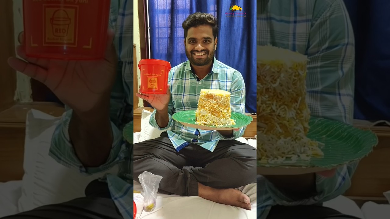 💥💢 Red 🔴 Bucket Biryani 💥💢 Single Person Special Biryani 🤤#telugufood#teluguvlogs#redbucketbiryani