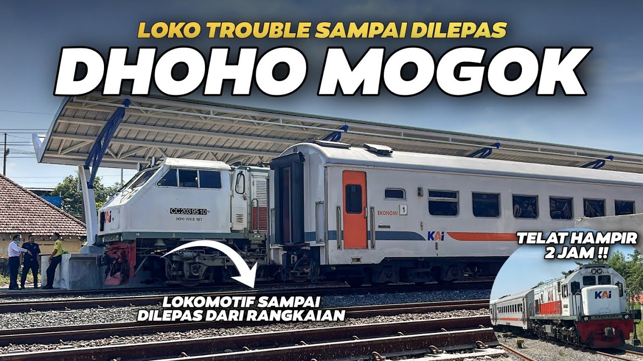 LOKOMOTIF GANGGUAN SAMPAI DILEPAS ! EVAKUASI KERETA API DHOHO YANG MOGOK DI STASIUN SEPANJANG