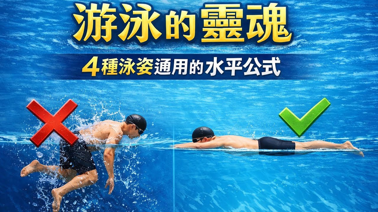 游泳省力的底層邏輯：改掉「立式游泳」！掌握水平姿態，四種泳姿都能快 2 倍！