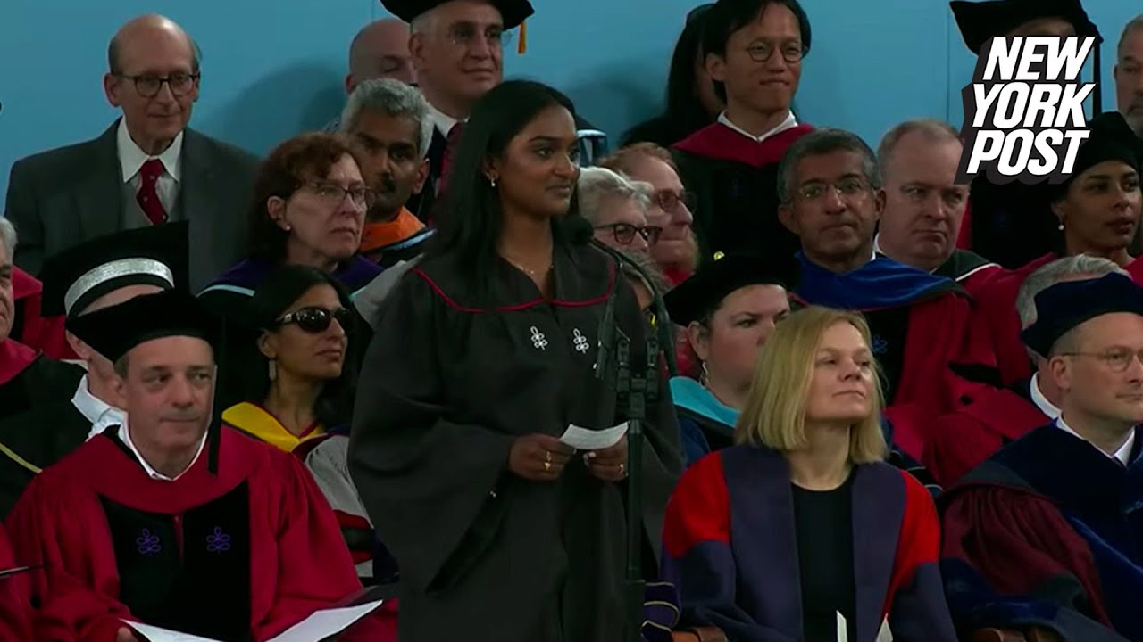 Harvard student goes off script in commencement speech to rip school as more than 1,000 walk out