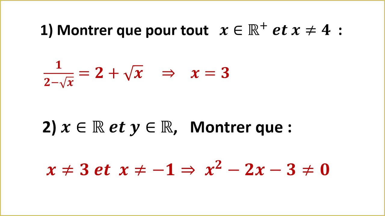 Exercice : Montrer une implication - implication contraposée - Notions de logique - 1ere BAC S.EX SM