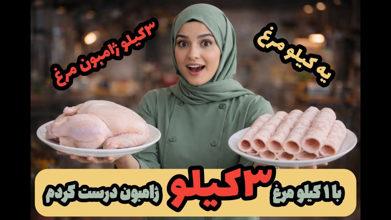 ژامبون مرغ اقتصادی|با یک کیلو مرغ ۳کیلو ژامبون درست کن😱بدون استابلایزر