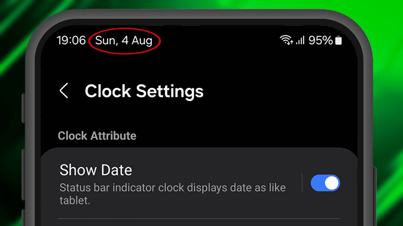 Как отобразить дату в строке состояния Android