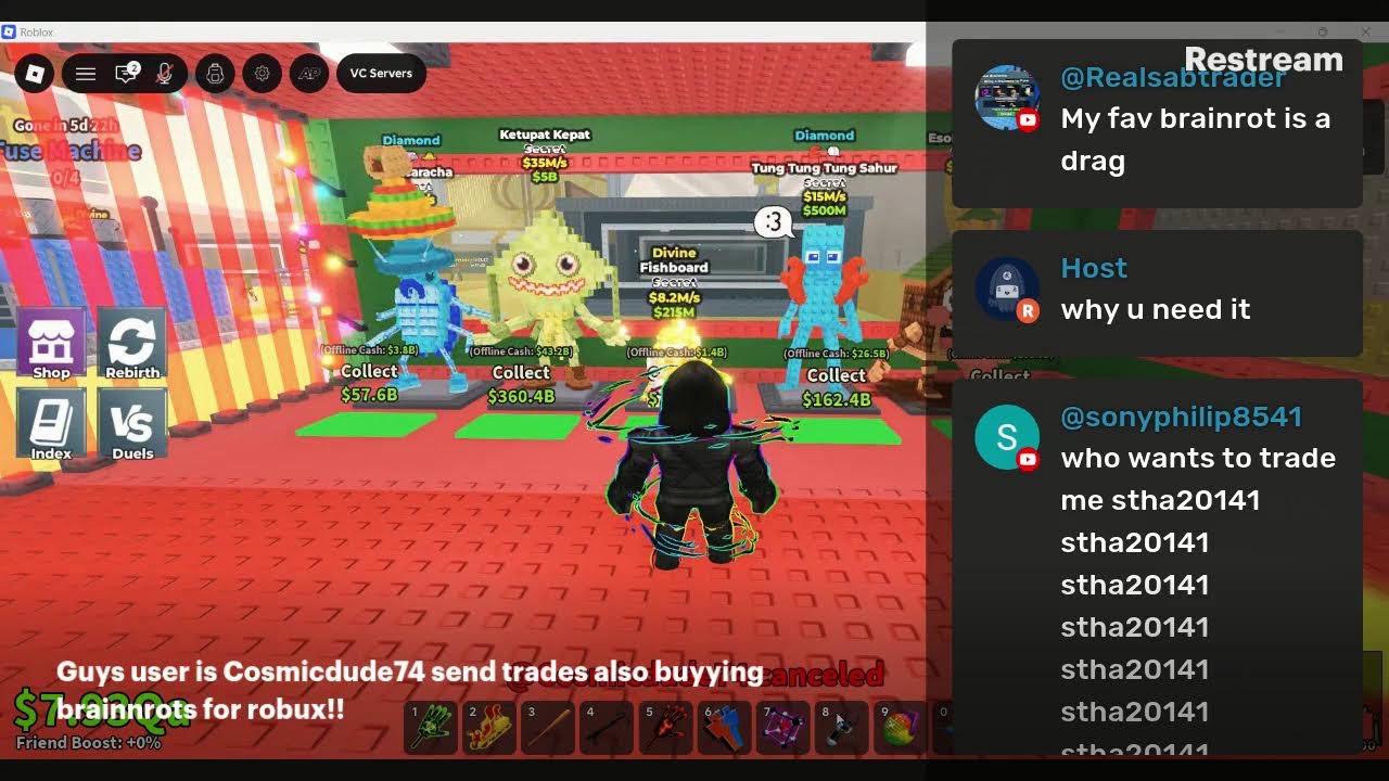 🔴Live🔴 Steal A Brainrot SELLLING/TRADING/DUELS BRAINROTS LF: DRAGONS/ GINGER GERATS/ GRAMAS