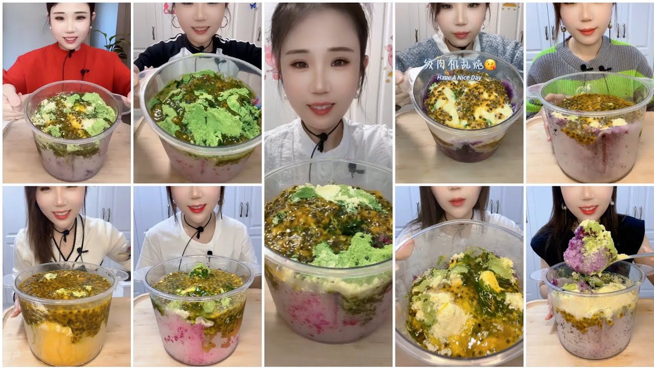 REQUEST/ YY ICE BLENDER with PASSION FRUIT & MATCHA POWDER EATING COLLECTION/ ICE EATING ASMR