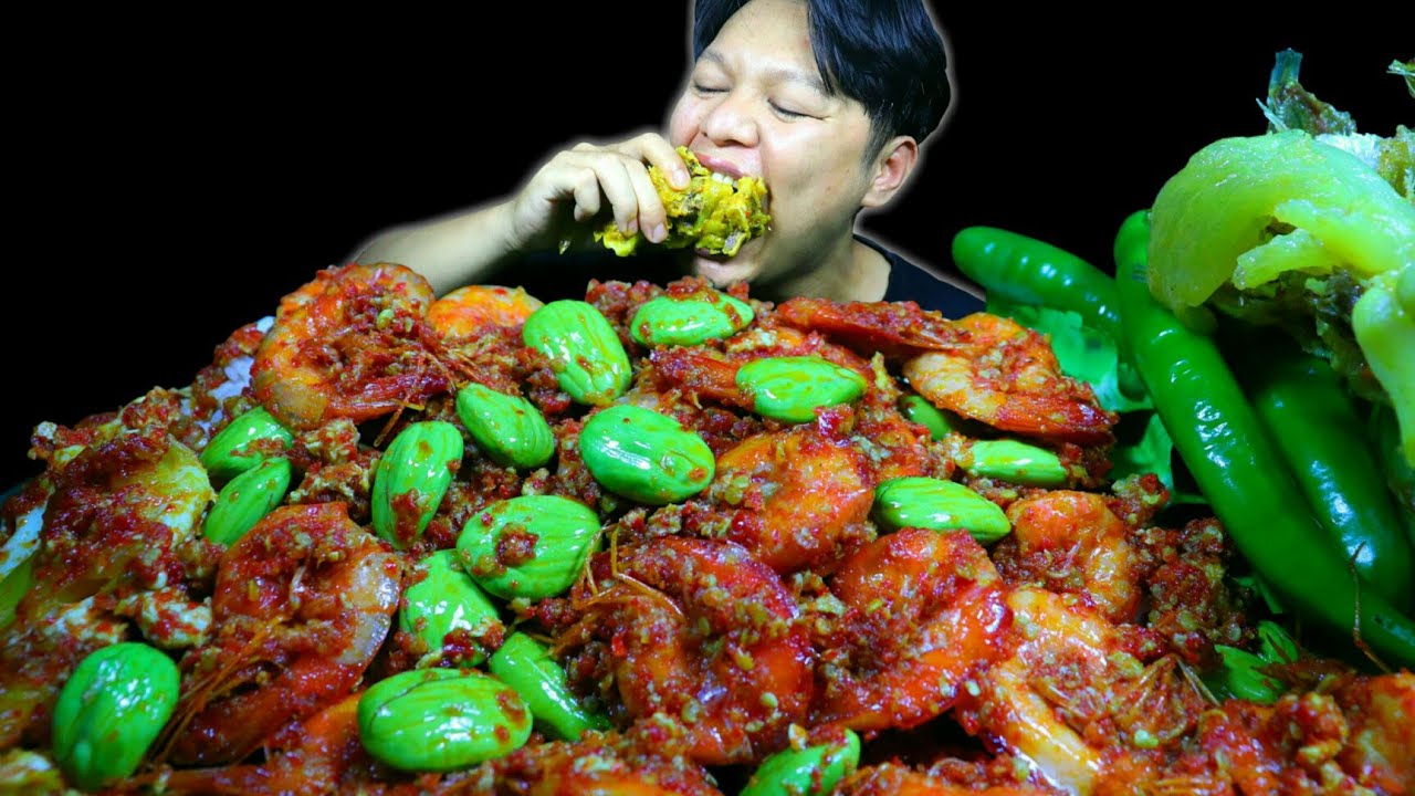 MUKBANG SAMBAL UDANG BALADO PETE KIKIL SAPI IKAN ASIN LALAPAN MENTAH || MUKBANG INDONESIA
