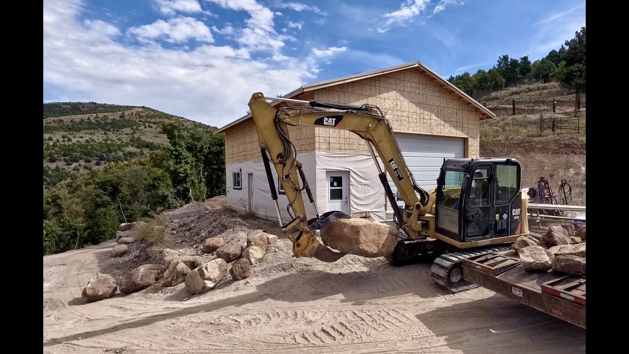 Building 60' Long BOULDER WALL for our MOUNTAINSIDE SHOP \\ MOUNTAIN MAPLE RANCH