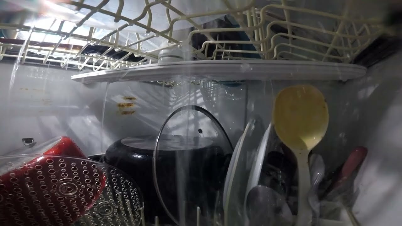 GoPro inside a Dishwasher with Pans and Plates Full Cycle