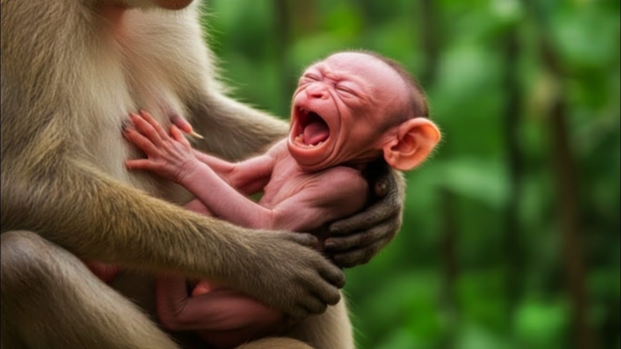 Newborn Baby Monkey Cries for Mom&rsquo;s Milk for the First Time