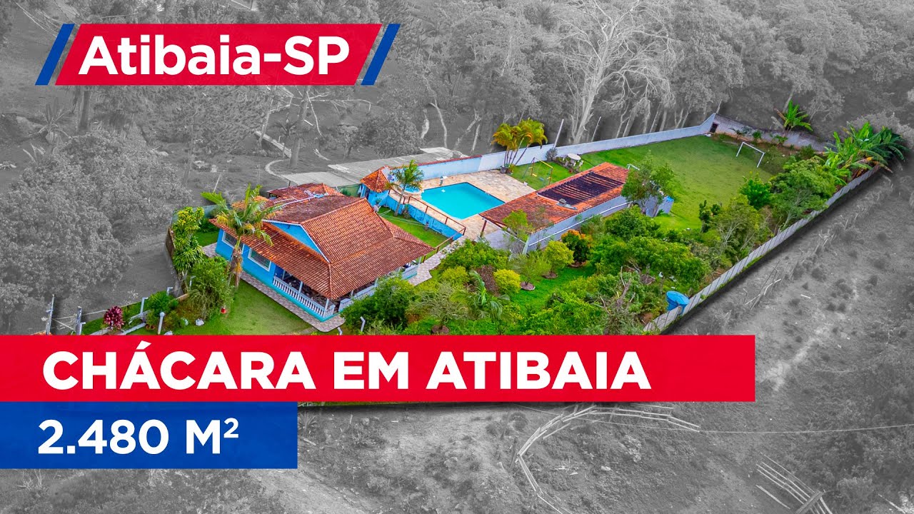 Chácara com piscina, campo de futebol,  pomar e mata nativa em Atibaia