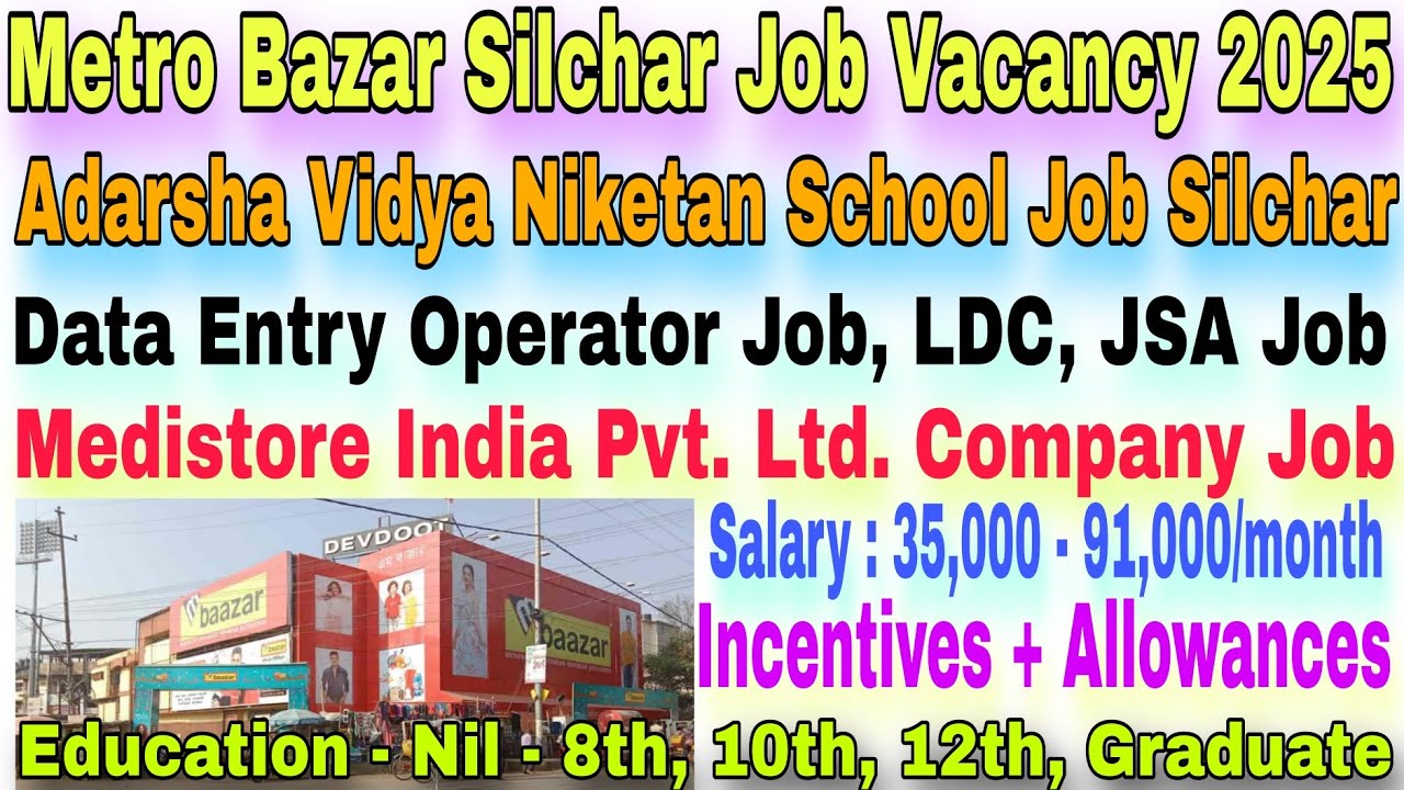 Metro Bazar Job Vacancy 2025 | Adarsha Vidya Niketan School Job Vacancy | Medistore India Pvt. Ltd.