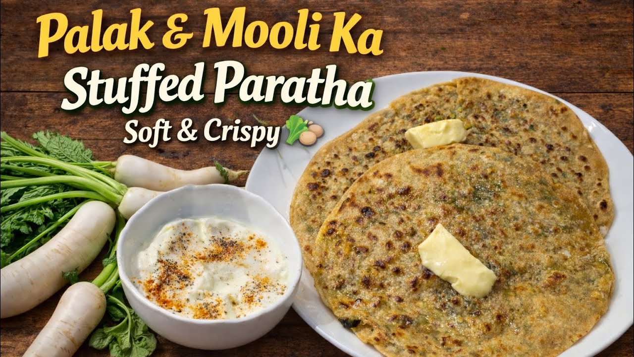 Ever tried this flavourful Palak & Mooli stuffed paratha for  breakfast or brunch?🥬🫜